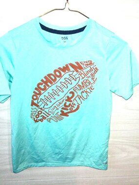 DSG Football Tee Boy's Size M (10-12) Aqua Blue & Brown Dick's Sporting Goods